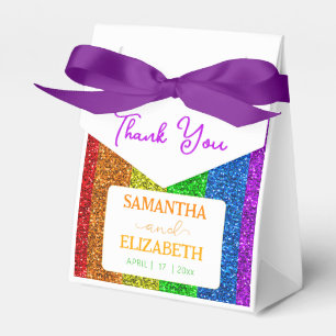 LGBT flag rainbow sparkles lesbian wedding Favor Boxes
