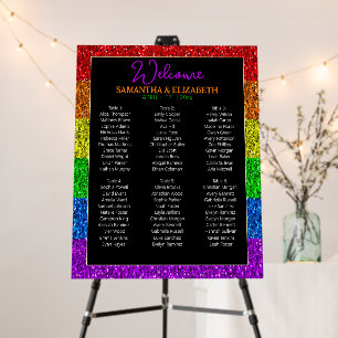 LGBT flag rainbow sparkles wedding seating chart Foam Board