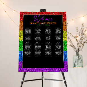 LGBT flag rainbow sparkles wedding seating chart Foam Board