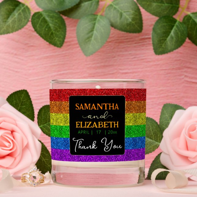 LGBT flag rainbow sparkles wedding Thank you Scented Candle (Wedding)