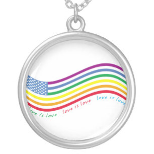 LGBT flag Silver Plated Necklace