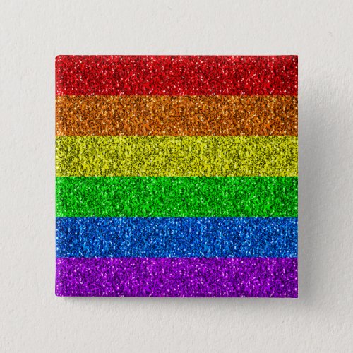LGBT flag vibrant rainbow glitter faux sparkle Button