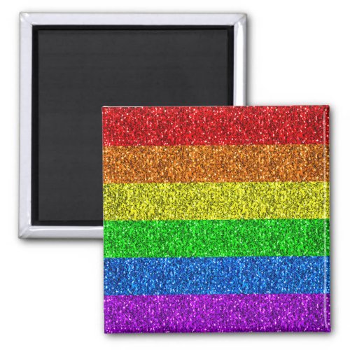 LGBT flag vibrant rainbow glitter faux sparkle Magnet