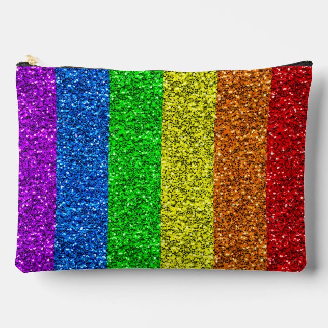 LGBT flag vibrant rainbow glitter sparkles Accessory Pouch (Front)