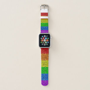 LGBT flag vibrant rainbow glitter sparkles Apple Watch Band