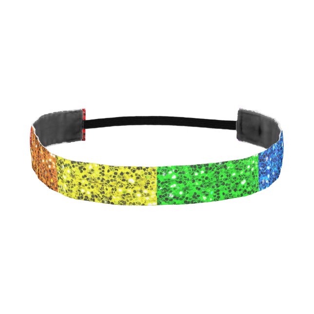 LGBT flag vibrant rainbow glitter sparkles Athletic Headband (Front)