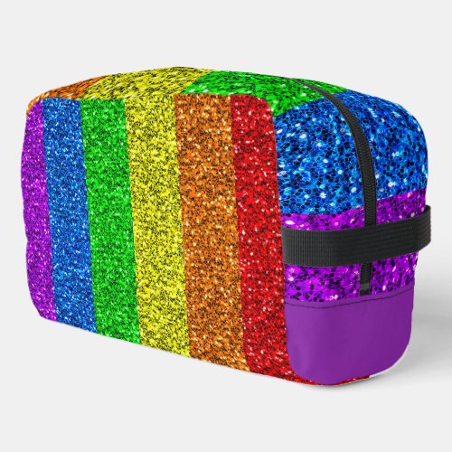LGBT flag vibrant rainbow glitter sparkles Dopp Kit