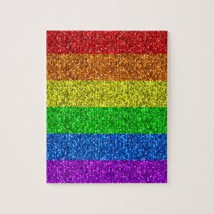 LGBT flag vibrant rainbow glitter sparkles Jigsaw Puzzle