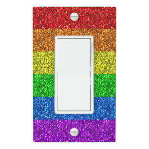 LGBT flag vibrant rainbow glitter sparkles Light Switch Cover