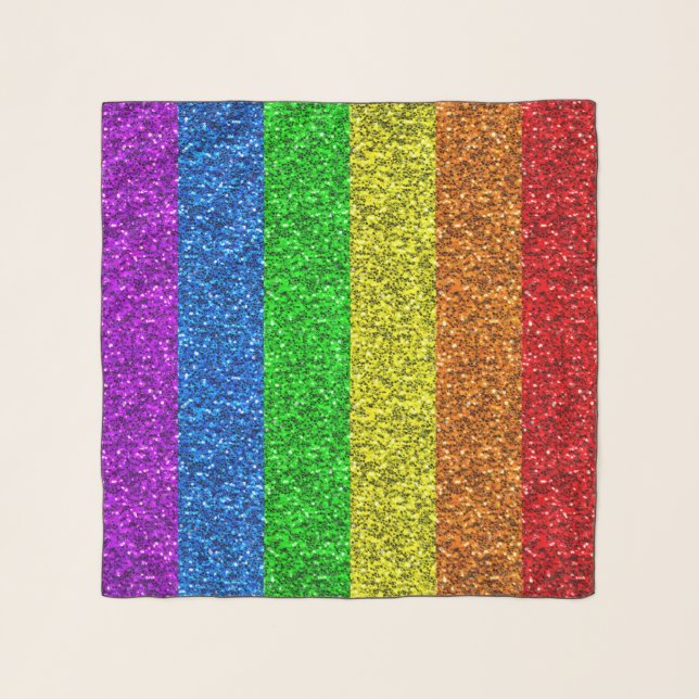 LGBT flag vibrant rainbow glitter sparkles Scarf (Front)