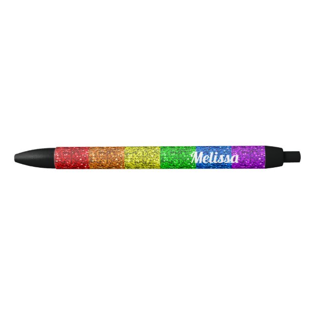 LGBT flag vibrant rainbow sparkles Personalize Pen (Front)