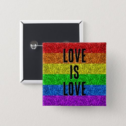 LGBT flag vibrant Sparkle Love text customize Button