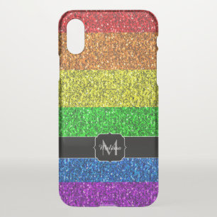 LGBT flag vibrant sparkles Monogram Uncommon iPhone X Case