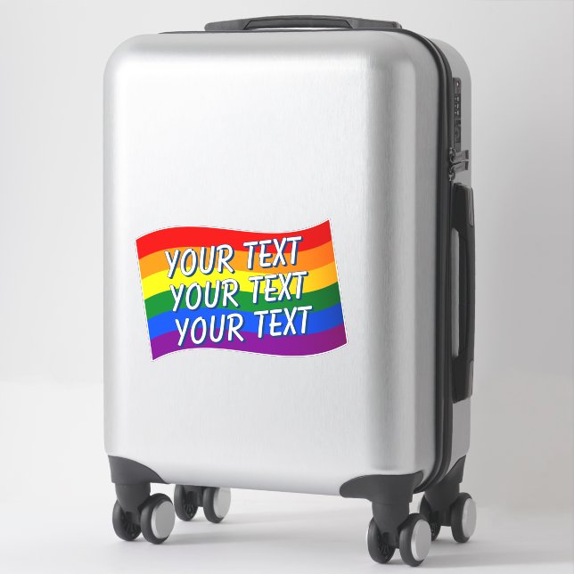 LGBT Flying Rainbow Flag Gay Pride Flag Text Queer Sticker (Suitcase)