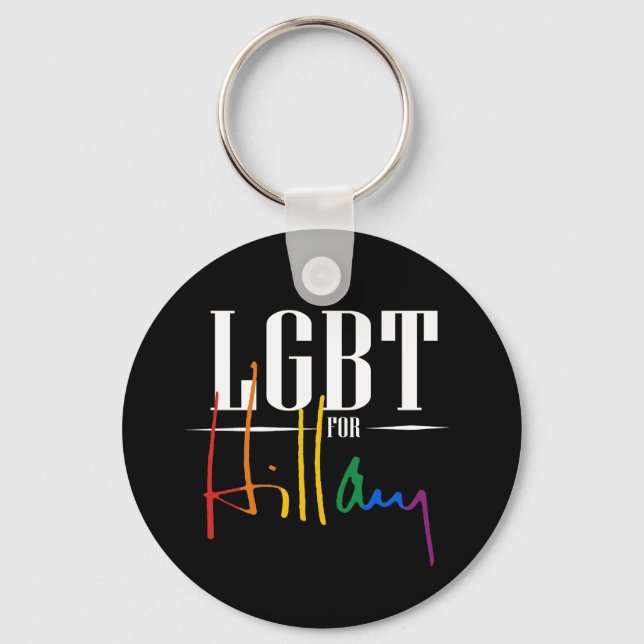 LGBT FOR HILLARY -.png Keychain (Front)
