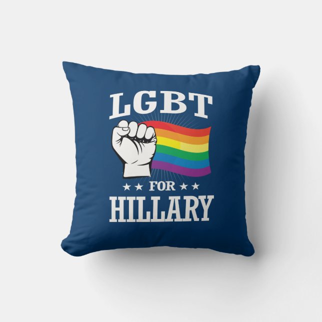 LGBT FOR HILLARY THROW PILLOW (Front)