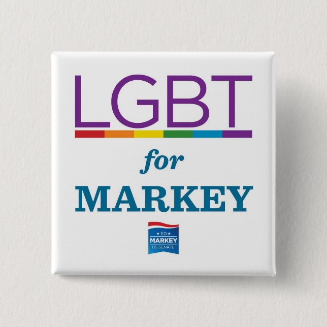 LGBT FOR MARKEY PINBACK BUTTON (Front)