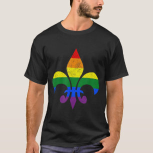 LGBT French Fleur De Lis Gay Pride Month Rainbow M T-Shirt