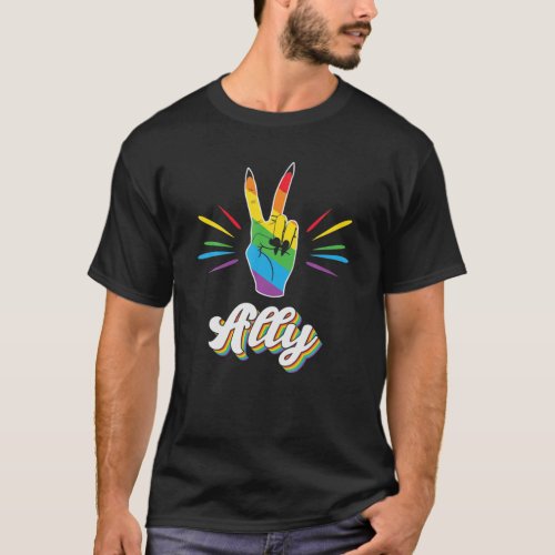 LGBT Friends Ally Gay Pride Biting Lip Rainbow Pea T_Shirt
