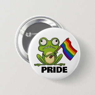 LGBT Frog With Pride Flag Button