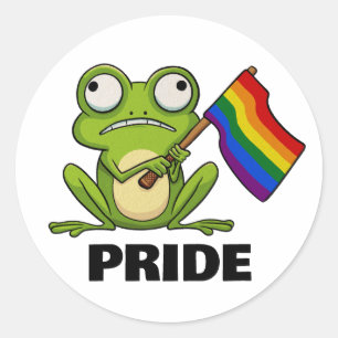 LGBT Frog With Pride Flag Classic Round Sticker