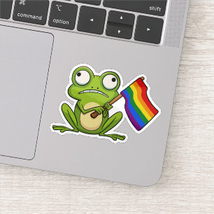 LGBT Frog With Pride Flag Sticker