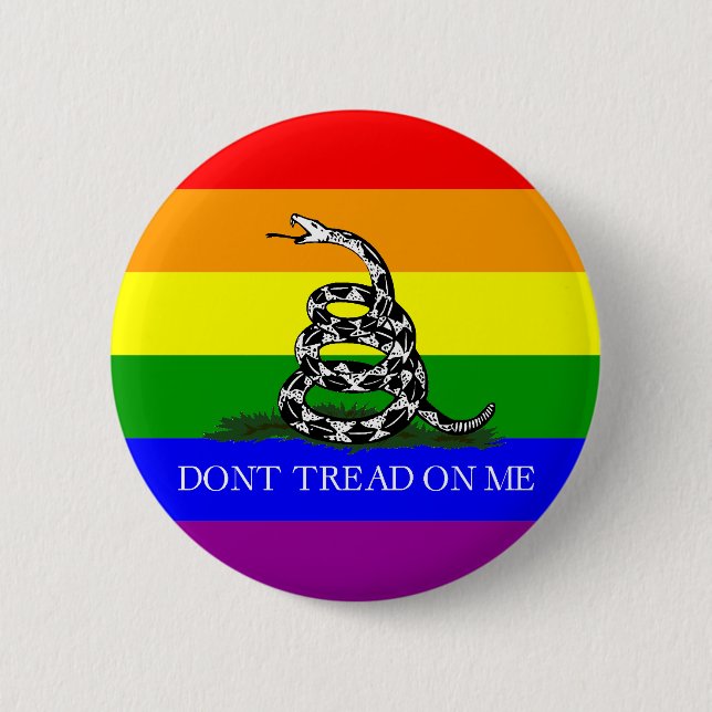 LGBT Gadsden Pinback Button (Front)