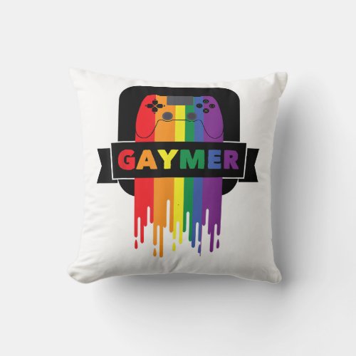 LGBT Gamer Gaymer   Gay Pride Rainbow Gamepad LGBT Throw Pillow