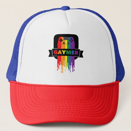 LGBT Gamer Gaymer   Gay Pride Rainbow Gamepad LGBT Trucker Hat