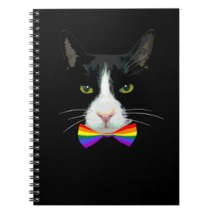 LGBT Gay Cat with Rainbow Bow Tie Notebook