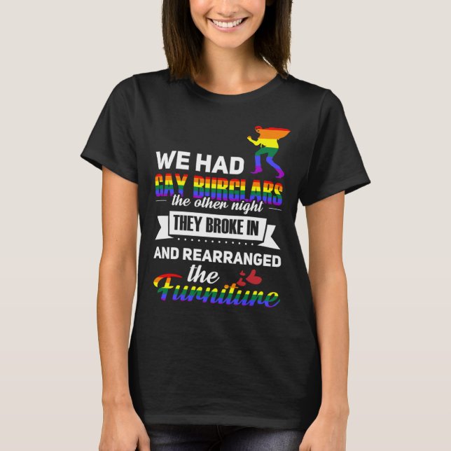LGBT Gay Lesbian Bisexual Pride Burglars T-Shirt (Front)
