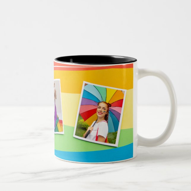 LGBT Gay Lesbian Modern Personalized Name Photo Two-Tone Coffee Mug (Right)