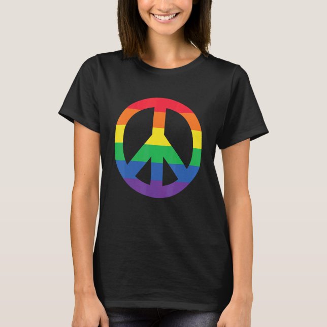 Lgbt Gay Lesbian Pride Flag Peace Sign Pride Flag T-Shirt (Front)