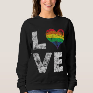 Lgbt Gay Lesbian Pride Flag Vintage Love Heart Pri Sweatshirt