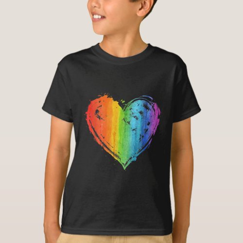 LGBT Gay Lesbian Pride Heart Flag T_Shirt