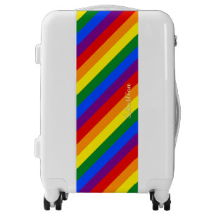 LGBT Gay Lesbian Pride Monogrammed Rainbow Stripes Luggage