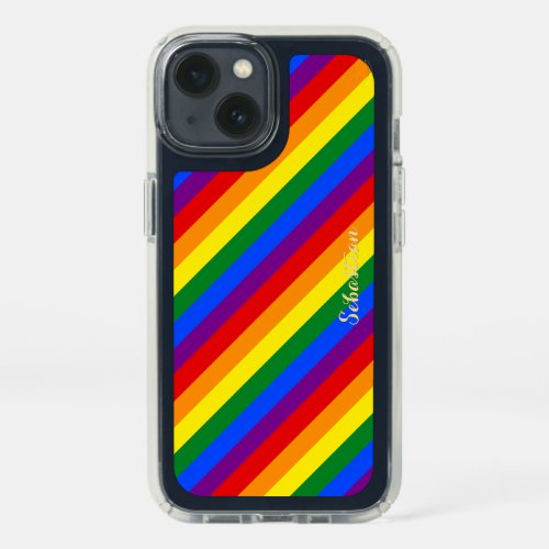 LGBT Gay Lesbian Pride Monogrammed Rainbow Stripes Speck iPhone 13 Case