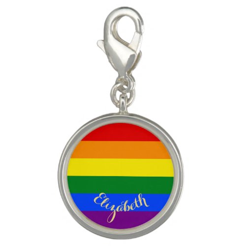 LGBT Gay Lesbian Pride Rainbow Flag Monogrammed Charm