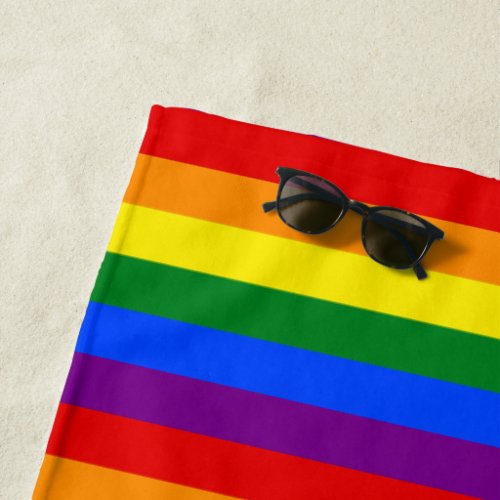 LGBT Gay Lesbian Pride Rainbow Stripes Monogrammed Beach Towel