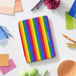 LGBT Gay Lesbian Pride Rainbow Stripes Monogrammed iPad Pro Cover<br><div class="desc">Create your own custom, personalized, unique, one-of-a-kind, beautiful elegant stylish faux gold typography script name monogram / initials, monogrammed, cool, modern, vibrant, LGBT gay pride rainbow flag colors, colorful geometric stripes pattern, magnetic iPad smart cover that folds into multiple stand positions and features grey microfiber interior that helps protect your...</div>