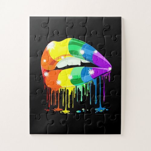 LGBT Gay Lip Pride Flag _ Love Gift Jigsaw Puzzle