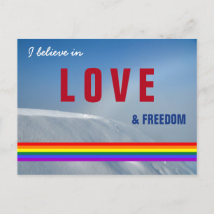 LGBT Gay Love and Freedom Winter Photo Postcard