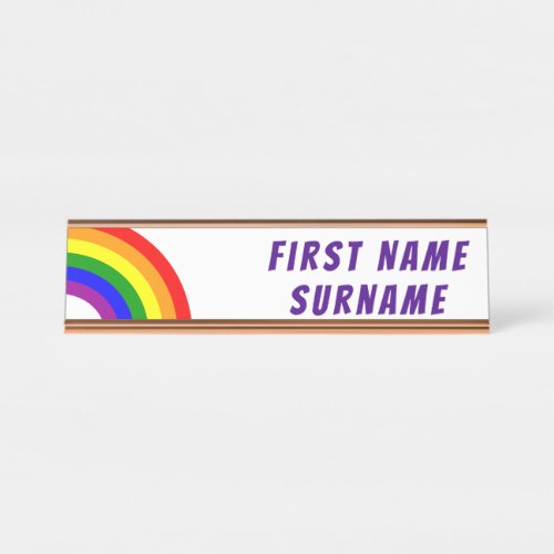 LGBT Gay Matching Couple Half Rainbow Desk Name Plate