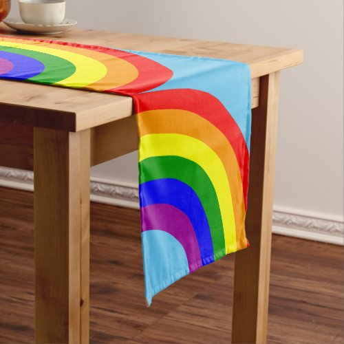 LGBT Gay Matching Couple Half Rainbow Short Table Runner