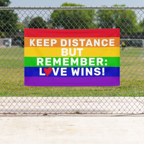 LGBT Gay pride 2020 rainbow flag Love Wins quote Banner