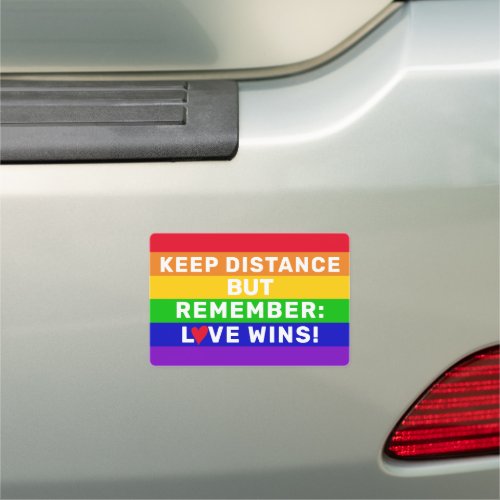 LGBT Gay pride 2020 rainbow flag Love Wins quote Car Magnet