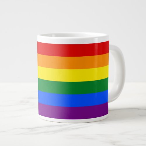 LGBT Gay Pride 6_Stripe Rainbow Flag Giant Coffee Mug