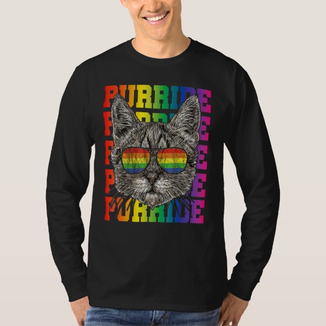 LGBT Gay Pride Cat Purride Cat  LGBTQ Men Women T-Shirt (Front)