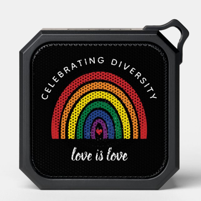 LGBT Gay Pride Celebrating Diversity Love Is Love Bluetooth Speaker (Front)