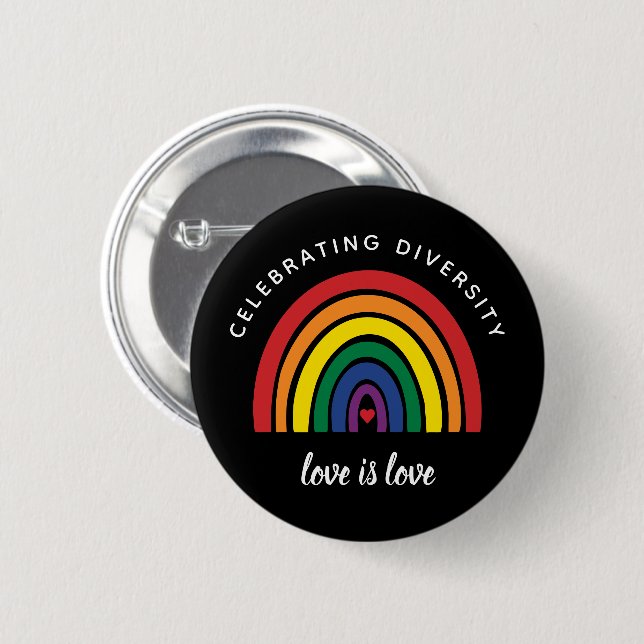 LGBT Gay Pride Celebrating Diversity Love Is Love Button (Front & Back)